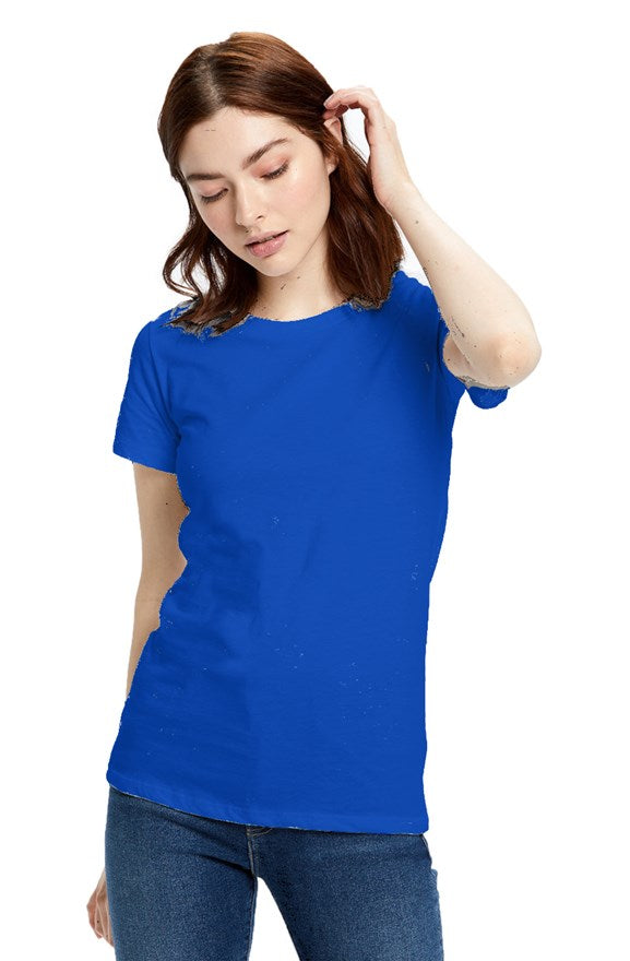 Blue Feminine Short Sleeve Crew T-Shirt
