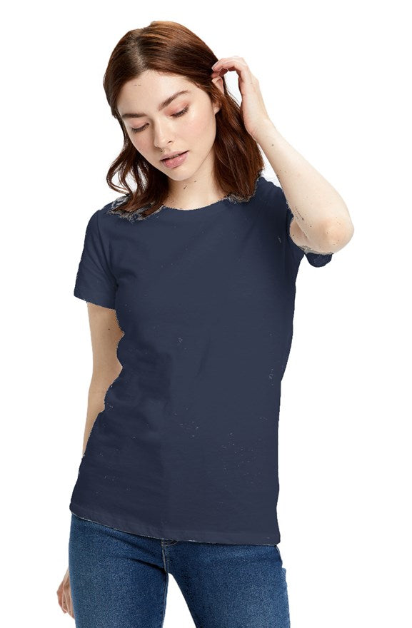Navy Feminine Short Sleeve Crew T-Shirt