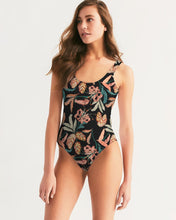 Load image into Gallery viewer, SMF Paradise Floral Black Feminine One-Piece Swimsuit