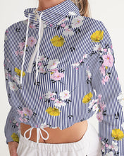 Load image into Gallery viewer, Floral Strips Women&#39;s Cropped Windbreaker