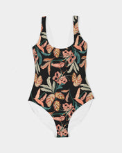 Load image into Gallery viewer, SMF Paradise Floral Black Feminine One-Piece Swimsuit