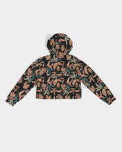 Load image into Gallery viewer, Paradise Floral Black Women&#39;s Cropped Windbreaker