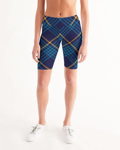 Blue Tartan Women's Mid-Rise Bike Shorts