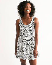 Load image into Gallery viewer, SMF Cheetah White Feminine Scoop Neck Skater Dress