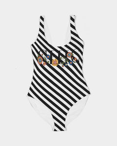 Bold Stripe Feminine One-Piece Swimsuit