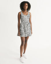 Load image into Gallery viewer, SMF Cheetah White Feminine Scoop Neck Skater Dress