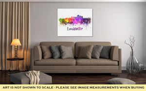 Gallery Wrapped Canvas, Louisville Skyline In Watercolor