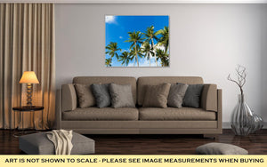 Gallery Wrapped Canvas, Tropical Palm Trees In The Blue Sunny Sky