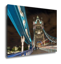 Load image into Gallery viewer, Gallery Wrapped Canvas, Detail Of Tower Bridge In London At Night With Car Light Trail